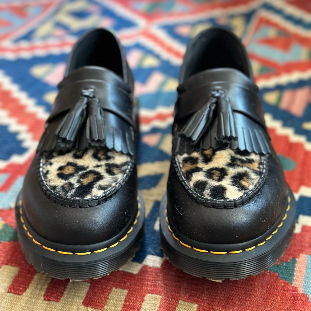 dr. marten loafers leopard print